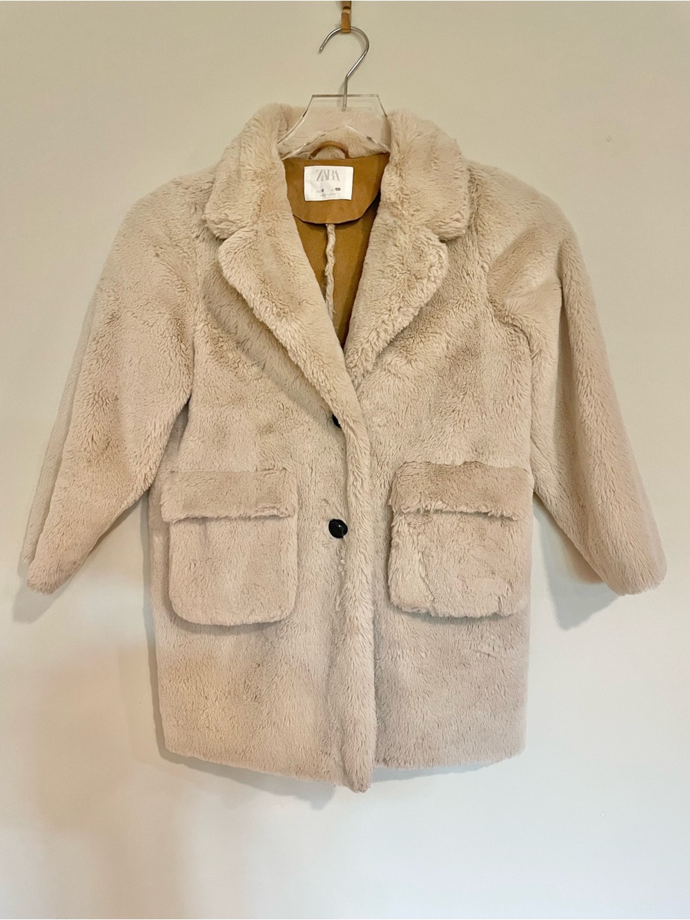 Zara Tan Faux Fur Coat - Kid’s Size 8